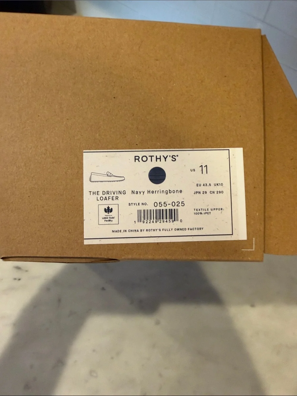 New in box!!! Rothy's Navy Herringbone Driving Loafer - US 11 (MENS)